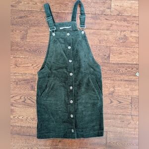 NWOT Francesca's Mi Ami Green Corduroy Overall Dress Women`s Size XS